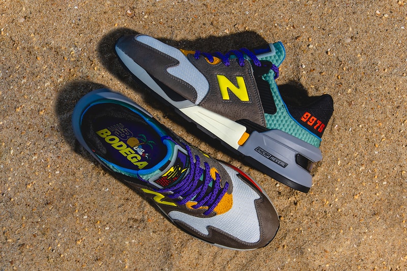 new balance ニューバランス 997s ボデガ bodega no bad days コラボ フットウェア スニーカー closer look buy cop purchase grey brown leather teal yellow red 