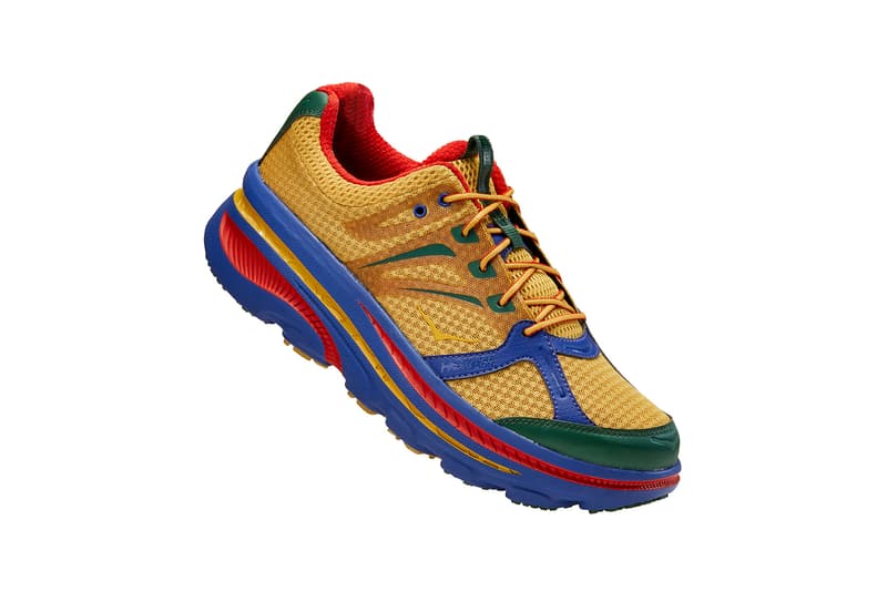 Engineered Garments エンジニアドガーメンツ x HOKA ONE ONE ホカオネオネ コラボ 第3弾目 フットウェア スニーカー アシンメトリー ネペンテス capsule three colorways drop date release info multicolor yellow blue red green black white