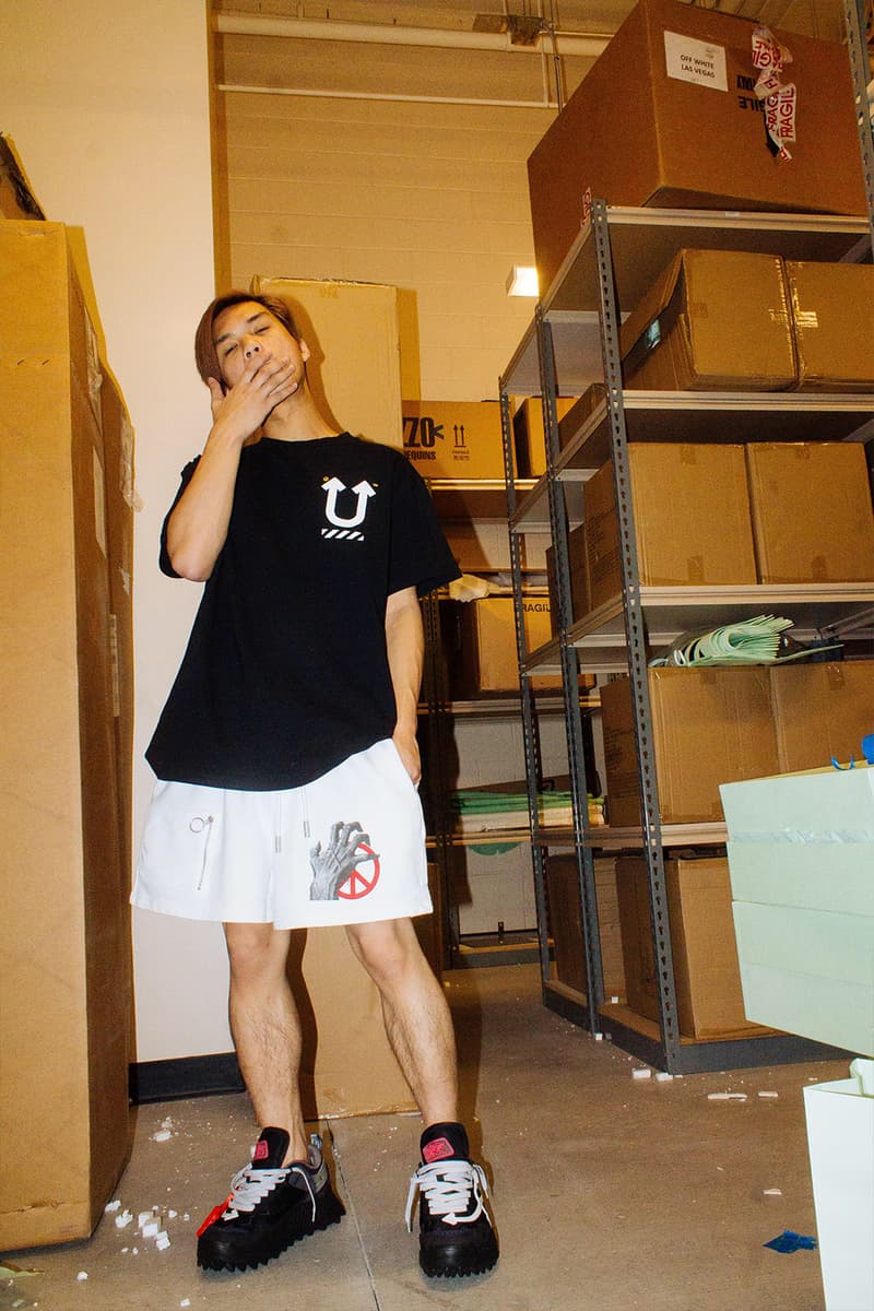 アンダーカバー x オフホワイト UNDERCOVER x Off-White™ "UNDEROFFWHITECOVERS" Editorial campaign lookbook jun takashi virgil abloh gilapple pants trousers denim hoodies t-shirts collaboration capsule