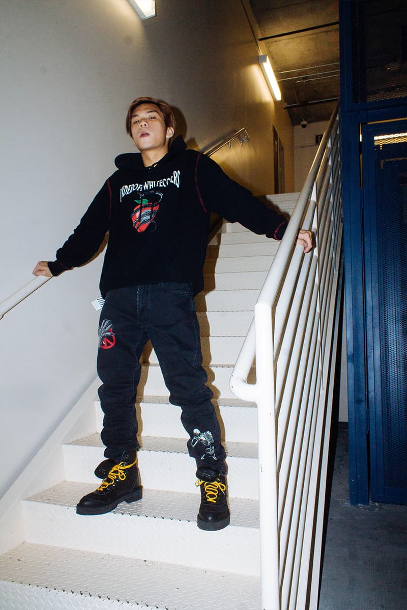 アンダーカバー x オフホワイト UNDERCOVER x Off-White™ "UNDEROFFWHITECOVERS" Editorial campaign lookbook jun takashi virgil abloh gilapple pants trousers denim hoodies t-shirts collaboration capsule