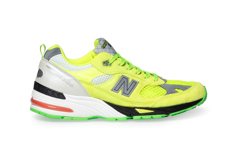 アリーズ x ニューバランス aries new balance first official look 991 neon yellow fluorescent bold silver orange apparel t-shirt longsleeve shortsleeve sweatshirt trackpants david sims film