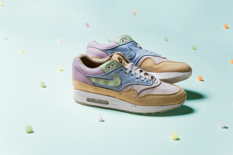 ナイキ エアマックス1 Ryustyler Chase Shiel "Wagashi" Air Max 1s Info Pastel Pink Blue Green Beige Tan Leather Chrysanthemum 