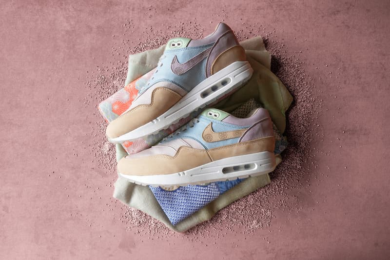 ナイキ エアマックス1 Ryustyler Chase Shiel "Wagashi" Air Max 1s Info Pastel Pink Blue Green Beige Tan Leather Chrysanthemum 