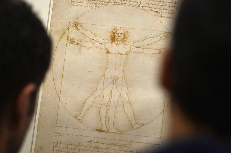 leonardo da vinci レオナルド ダ・ヴィンチ vitruvian man ウィトルウィウス的人体図 drawing the louvre ルーブル 美術館 paris france artworks パリ フランス