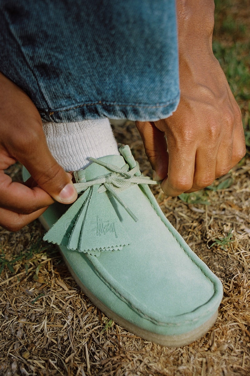 ステュシー x クラークス ワラビー stussy clarks originals wallabee sage rust release information fall winter 2019 paisley buy cop purchase details