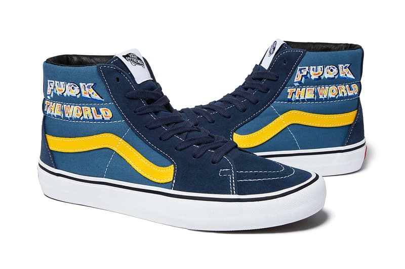 シュプリーム x ヴァンズ Supreme x Vans による2019年秋冬シーズンのコラボ Sk8-Hi が登場 Supreme Vans FW 19 SK8 Hi fuck off flames white black blue yellow cream checkerboard