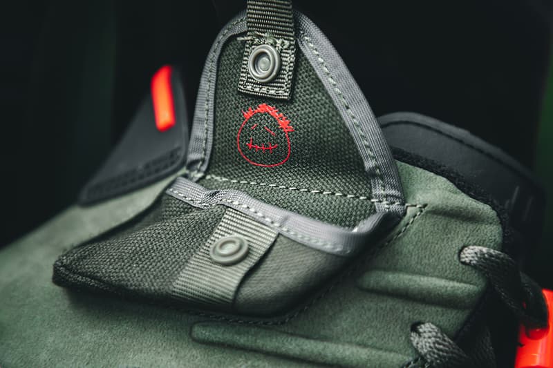 トラヴィス・スコット x エアジョーダン  ナイキ travis scott air jordan brand 6 cactus jack closer look buy cop purchase raffle olive green red infrared branding white black translucent midsole glow in the dark hbx dover street market la flame