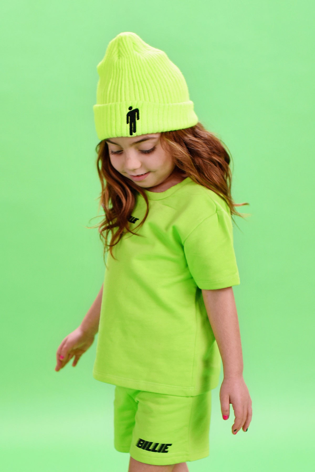 Billie Eilish ビリー・アイリッシュ Launches ベビー Kids キッズ & Infants Clothing Line merch lookbooks lime green graphics merch  ブローシュ マーチコレクション