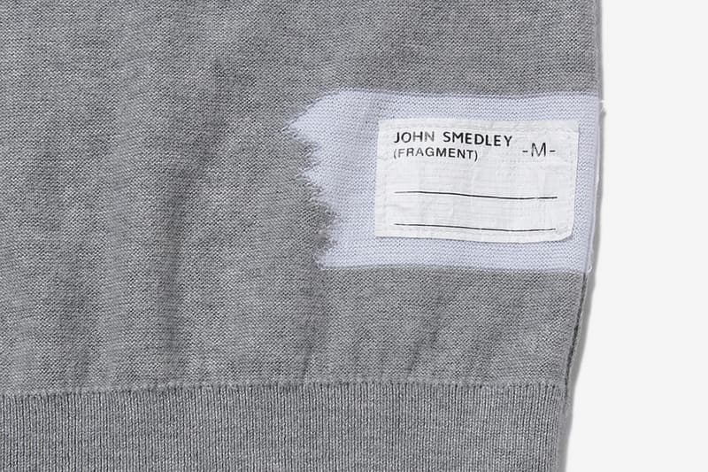 フラグメント x ジョン スメドレーの 藤原ヒロシの愛用ニットをベースとした fragment design x John Smedley のコラボアイテムが登場 fragment design John Smedley Crewneck essentials sweaters long sleeves pullovers shirts made in england sea island wear thunderbolts logo packaging ginza hiroshi fujiwara