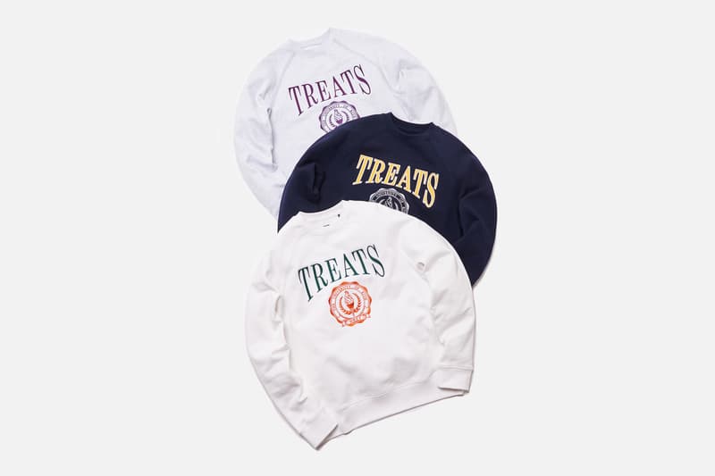 キストリーツが最新コレクションTreats Collegiateを発売 KITH Treats "Treats Collegiate" Collection Release Heavyweight Cotton Crewneck Fleece Sweatshirts White Navy Heather Gray Green Orange Yellow Purple Cereal Box "Cards Against Vanity" Card Game