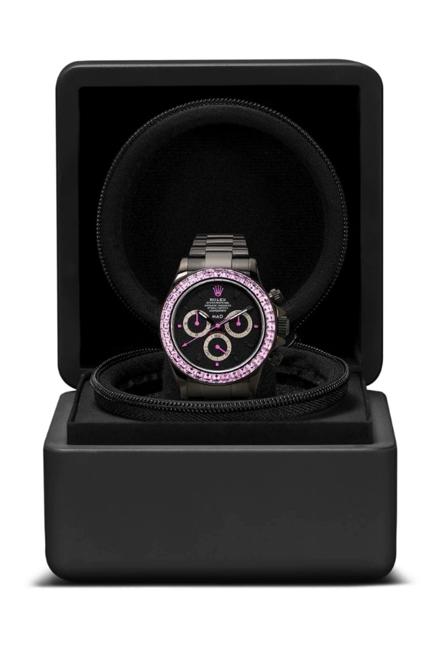 MAD Paris Black Rolex Daytona Pink Sapphire Watch timepieces accessories browns fashion