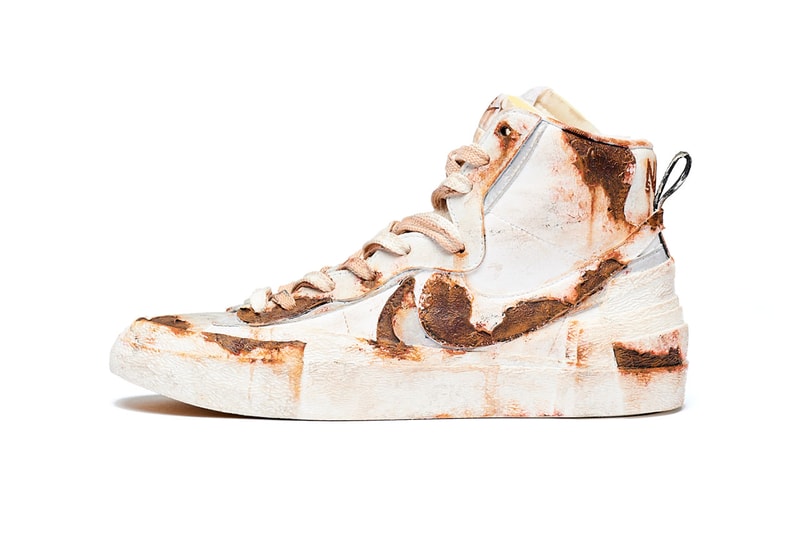 PRINCIPE PRIVÉ sacai x Nike Blazer Mid "Rust" painted custom sneaker collaboration november 11 2019 japan release date colorway