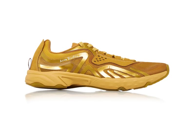 Acne Studiosからメッシュが施されたロートップスニーカーが登場 Acne Studios Buzz Mesh Low Top Sneakers shoes kicks runners running trainers footwear sweden contemporary fall winter 2019 holiday gold yellow multi fluorescent 765671 technical