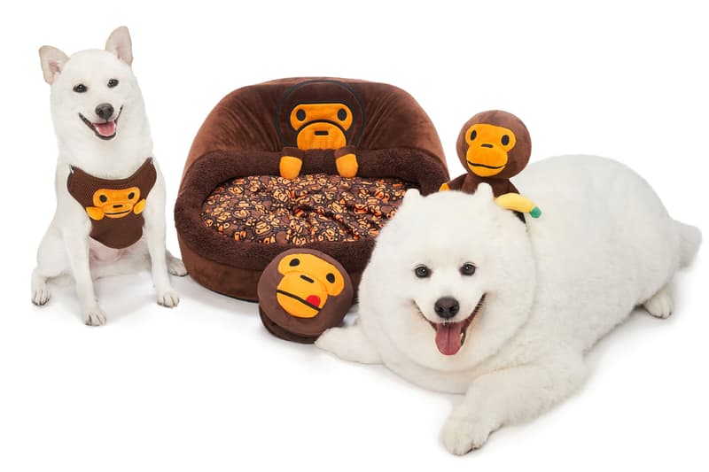 BAPE®️から2019年秋冬ペットコレクションが登場 Baby Milo Pet Accessories Fall/Winter 2019 dogs cats camo print bape a bathing ape beds bags toys ape head
