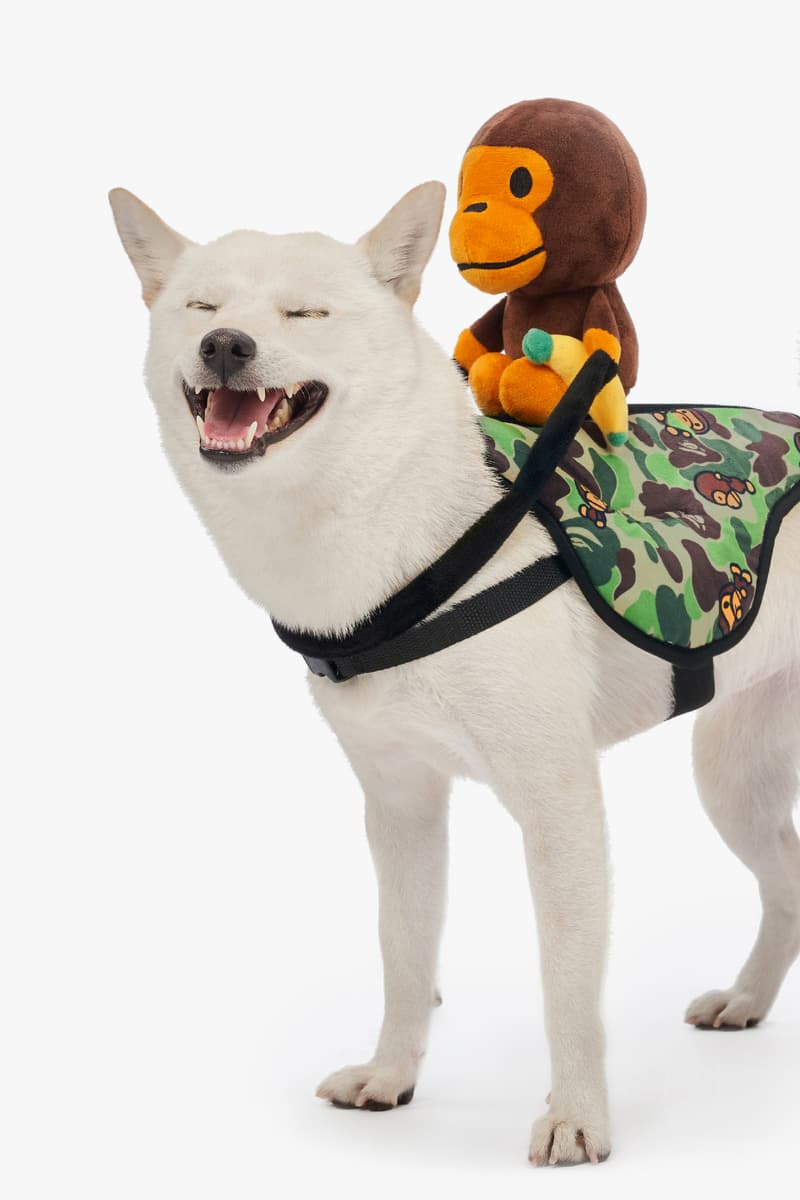 BAPE®️から2019年秋冬ペットコレクションが登場 Baby Milo Pet Accessories Fall/Winter 2019 dogs cats camo print bape a bathing ape beds bags toys ape head
