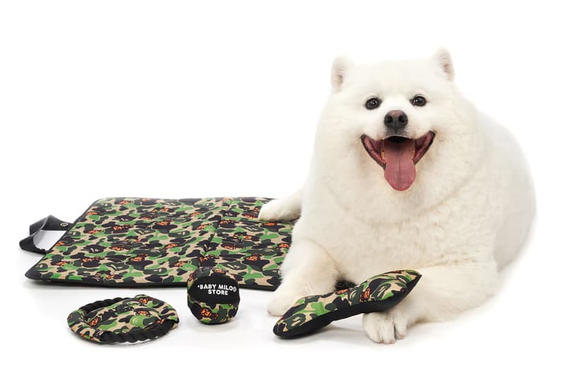 BAPE®️から2019年秋冬ペットコレクションが登場 Baby Milo Pet Accessories Fall/Winter 2019 dogs cats camo print bape a bathing ape beds bags toys ape head
