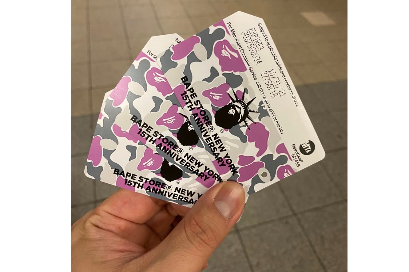 ベイプ BAPE STORE® NYC が15周年を記念し、オリジナルNYメトロカードを発表 BAPE NYC 15th Anniversary MTA MetroCards a bathing ape where to find purchase what new york subway station collaborations