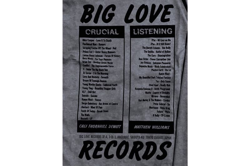 ビッグラブ x アリクス x カリソーンヒルデウィットによるコラボTシャツが発売 Big Love Records x マシュー・ウィリアムズ x カリ・ソーンヒル・デウィットによるコラボTシャツが発売 Big Love Records x Matthew M. Williams x Cali Thornhill DeWitt によるトリプルコラボTシャツが発売