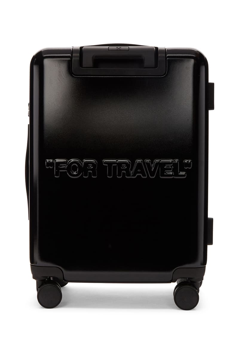 Off-White™️がオリジナルのスーツケース3型をリリース Off-White™ Arrows "FOR TRAVEL" Suitcases Release Information First Look Travel Virgil Abloh Streetwear Black Yellow White SSENSE How to Cop Luggage