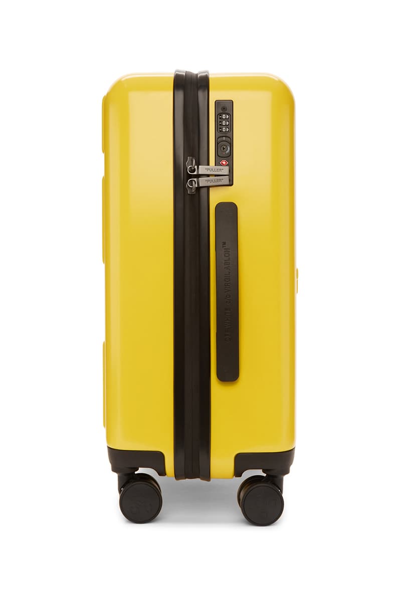 Off-White™️がオリジナルのスーツケース3型をリリース Off-White™ Arrows "FOR TRAVEL" Suitcases Release Information First Look Travel Virgil Abloh Streetwear Black Yellow White SSENSE How to Cop Luggage