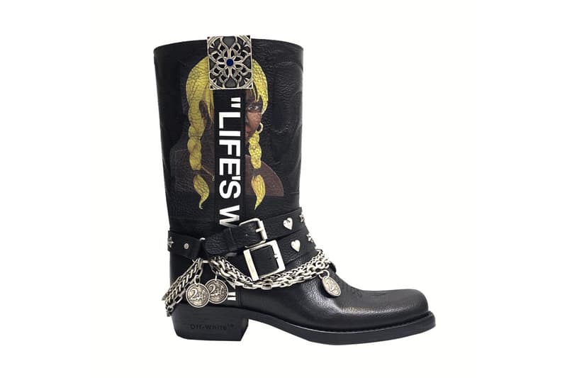 オフホワイトがフューチュラとのコラボアイテムをリリース Off-White Futura Carpenter Chino Pants Theophilus London Boots Virgil Abloh Release Info Date black white leather Lifes Walking work