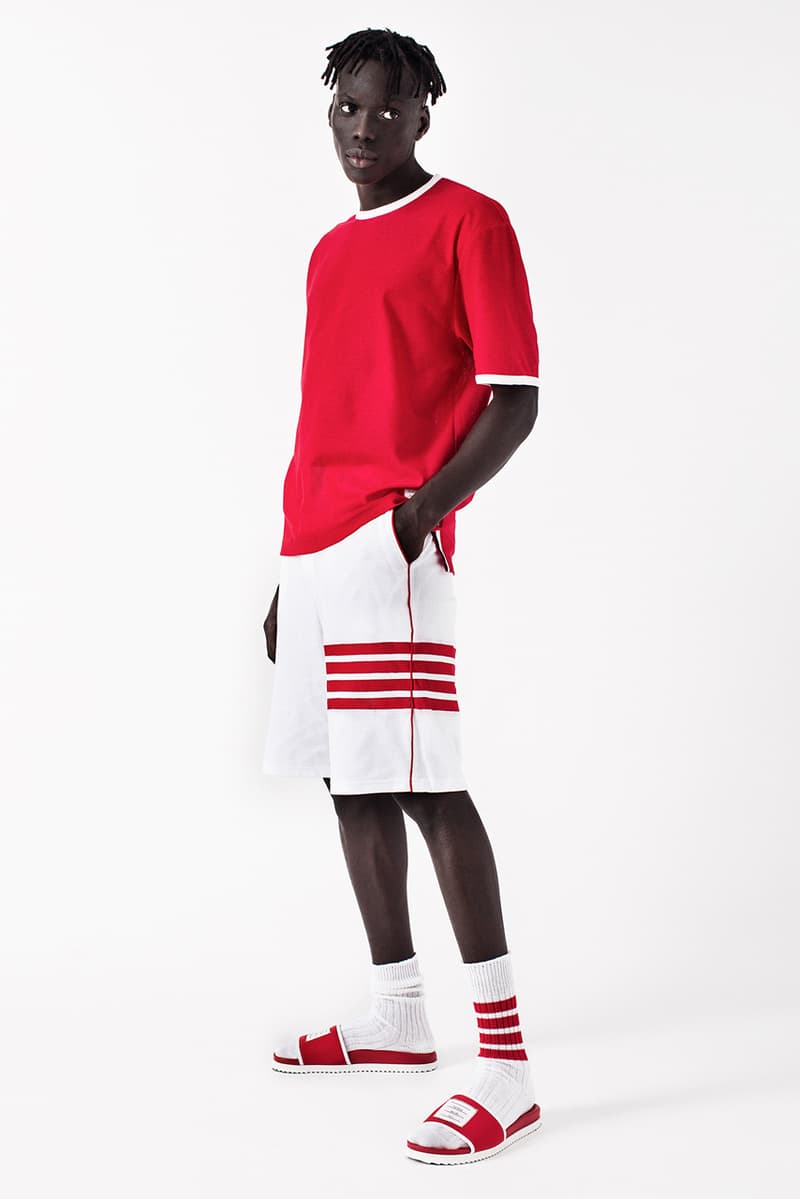 レブロンジェームズのUNKNWN x トムブラウンのコラボコレクションが登場 UNKNWN Wynwood x Thom Browne Capsule Collaboration lookbook lebron james collection menswear tee shirt polo hoodie slide sandals socks shorts mesh miami exclusive drop release date info december 13 2019 buy