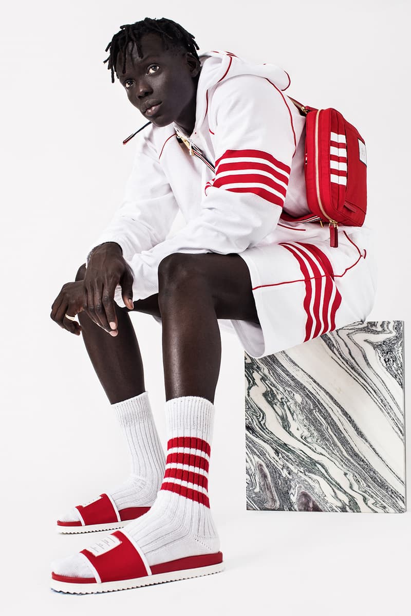 レブロンジェームズのUNKNWN x トムブラウンのコラボコレクションが登場 UNKNWN Wynwood x Thom Browne Capsule Collaboration lookbook lebron james collection menswear tee shirt polo hoodie slide sandals socks shorts mesh miami exclusive drop release date info december 13 2019 buy