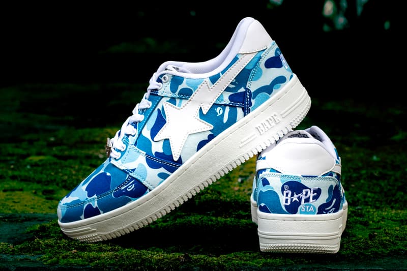 BAPE ベイプ ア ベイシング エイプ BAPESTA 20th Anniversary 20周年 アニバーサリー スニーカー ABC CAMO カモ柄 Release Info Buy Price Blue Green Pink A Bathing Ape