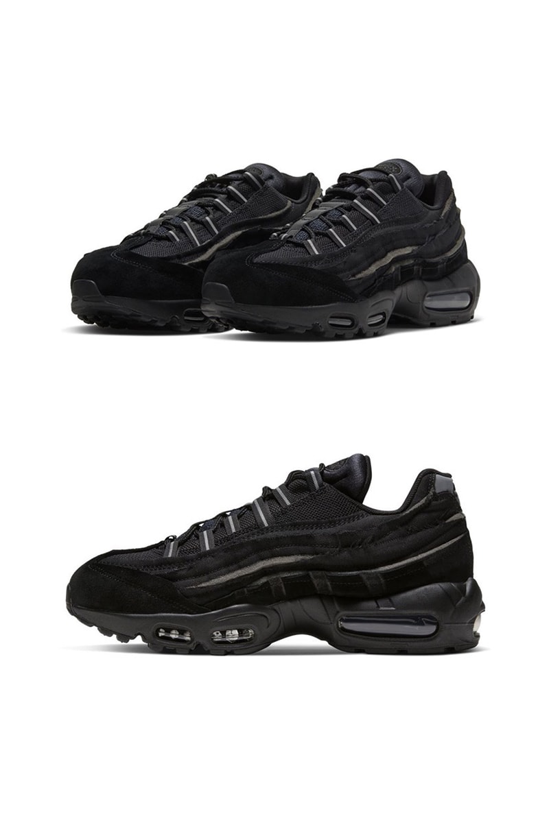 CdGとナイキによるエアマックス 95の公式ビジュアルが浮上 コムデギャルソン COMME des GARÇONS HOMME PLUS x Nike Air Max 95 closer look release information buy cop purchase black white grey release information off-white paris fashion week spring summer 2020