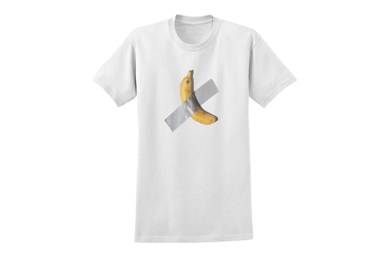 名門ギャラリー Perrotin から12万ドルのバナナをプリントした限定Tシャツが登場 gallerie gallery perrotin maurizio cattelan banana duct tape t shirt viral art basel miami release date info photos price