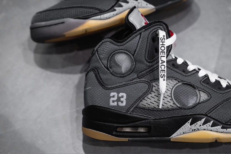 オフホワイト x エアジョーダン 5 にクローズアップ Virgil Abloh（ヴァージル・アブロー） Off White Air Jordan 5 Closer Look Virgil Abloh Release Info Date Fall Winter 2020 Black Buy Price ct8480-001
