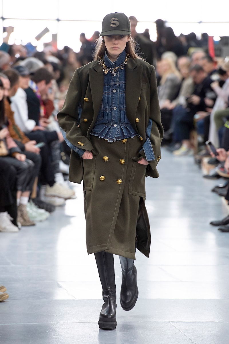 サカイ 2020年秋冬コレクションのバックステージに潜入 sacai Paris Fashion Week Fall Winter Runway Nike Pegasus Vaporfly pfw co ed chitose abe deconstruction military outerwear japanese designer layer styles leopard olive asymmetrical 