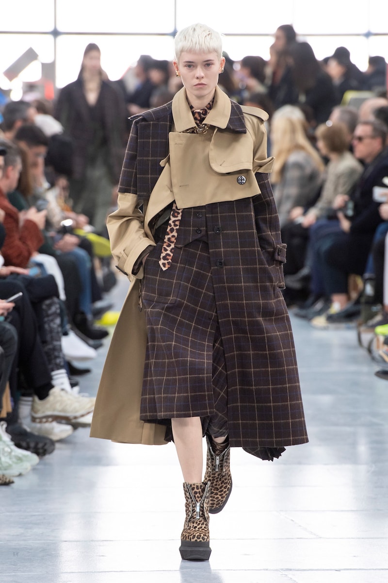 サカイ 2020年秋冬コレクションのバックステージに潜入 sacai Paris Fashion Week Fall Winter Runway Nike Pegasus Vaporfly pfw co ed chitose abe deconstruction military outerwear japanese designer layer styles leopard olive asymmetrical 