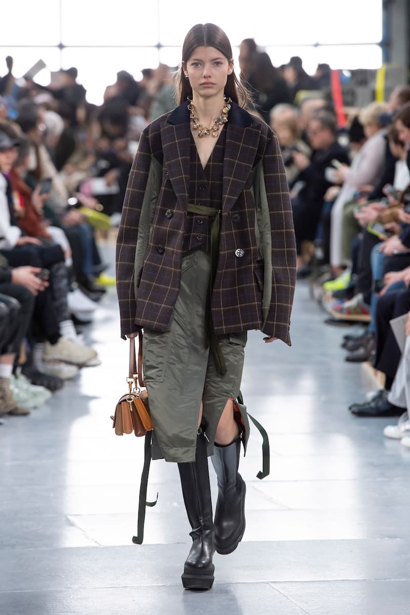 サカイ 2020年秋冬コレクションのバックステージに潜入 sacai Paris Fashion Week Fall Winter Runway Nike Pegasus Vaporfly pfw co ed chitose abe deconstruction military outerwear japanese designer layer styles leopard olive asymmetrical 