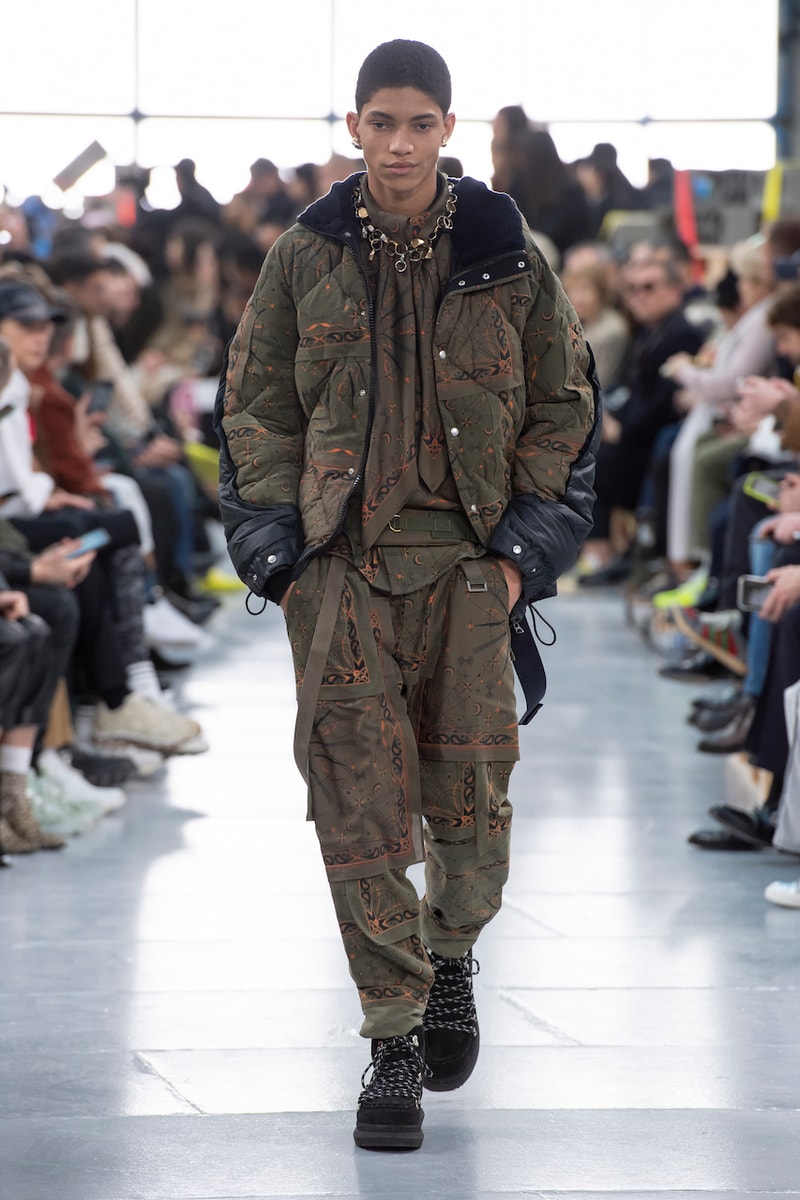 サカイ 2020年秋冬コレクションのバックステージに潜入 sacai Paris Fashion Week Fall Winter Runway Nike Pegasus Vaporfly pfw co ed chitose abe deconstruction military outerwear japanese designer layer styles leopard olive asymmetrical 