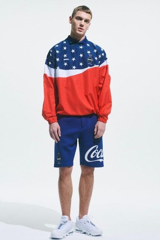 FCRB × コカ･コーラによる最新コラボコレクションがローンチ Coca Cola F C Real Bristol 2020 spring summer Capsule collection sophnet soph japanese designers streetwear star spangled red white blue monochromatic jackets shorts hoodies