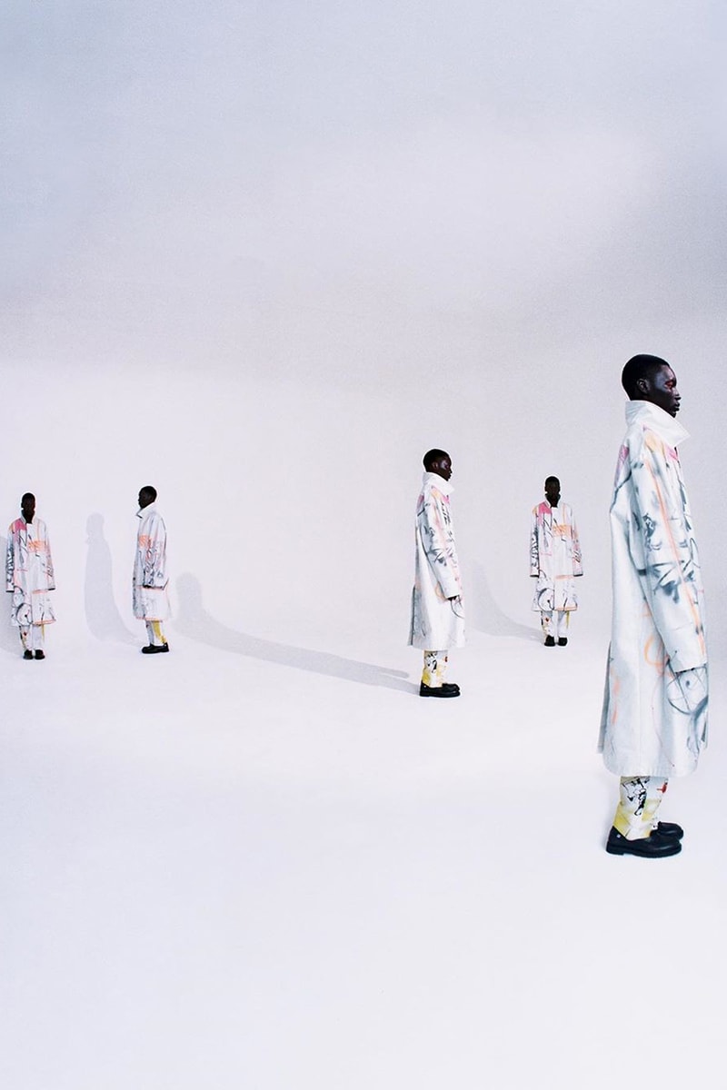 オフホワイト™ c/o フューチュラのルックブックが公開 Futura 2000 x Off-White™ Capsule Collection Lookbook Closer Look Thibaut Grevet Virgil Abloh Menswear Clothing Streetwear Prints Patterns Coats Outerwear 