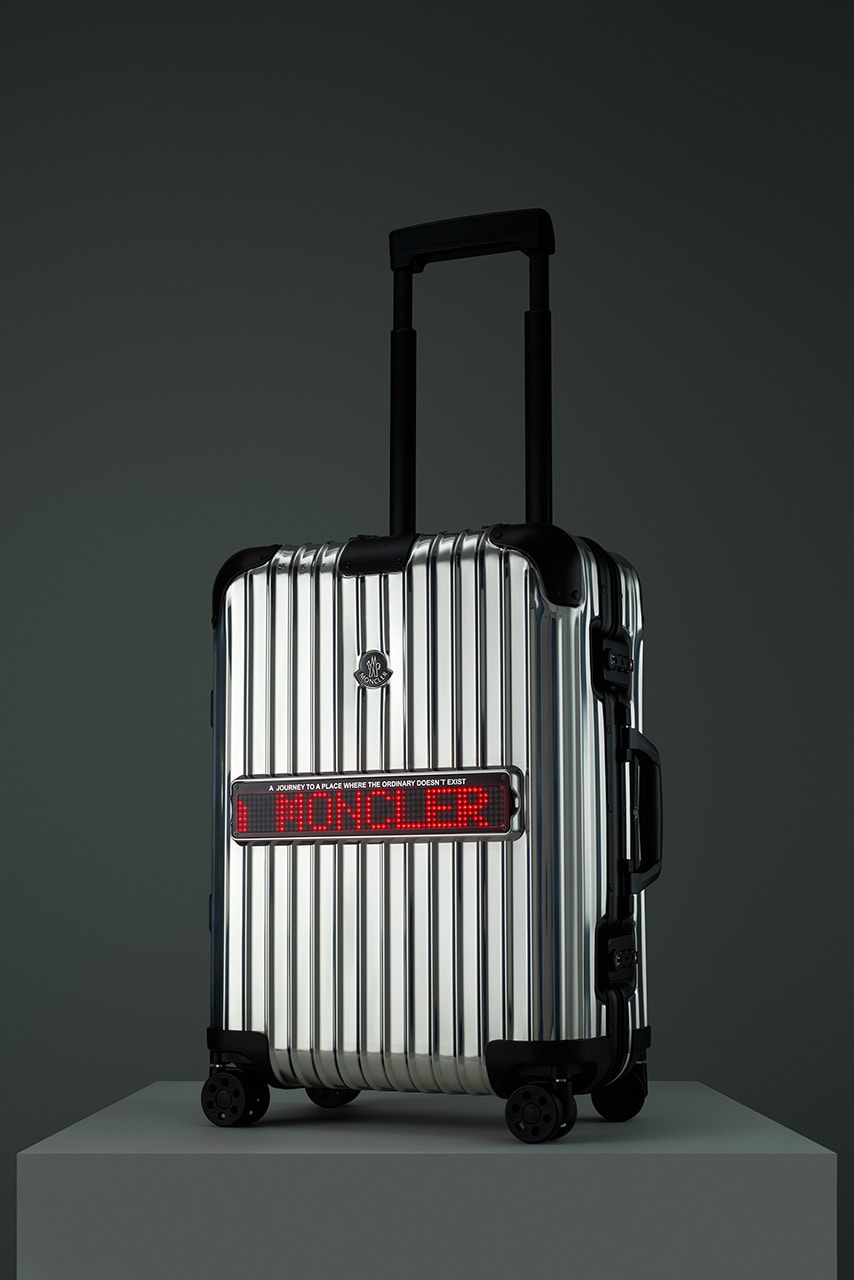 モンクレール リモワ リフレクション Moncler と RIMOWA のコラボスーツケース “Reflection” が公開 Moncler x RIMOWA "Reflection" Suitcase Collaboration luggage original cabin led ticker screen message genius