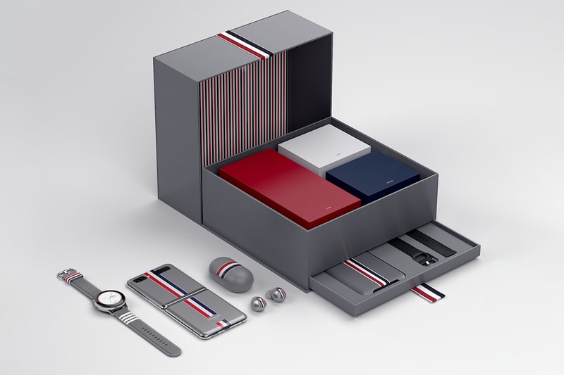 Samsung サムスン Thom Browne トム ブラウン Galaxy Z Flip Phone 新作 折りたたみ式 スマホ Buds+ Watch Active2 unpacked 限定 エディション コラボ ワイヤレス イヤホン ウォッチ ベルト event reveal release info date smartphone foldable phone fold
