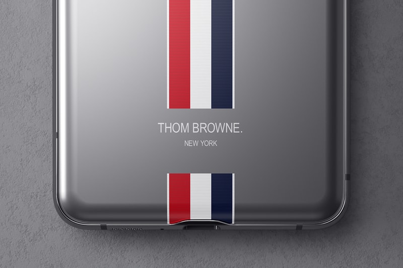 Samsung サムスン Thom Browne トム ブラウン Galaxy Z Flip Phone 新作 折りたたみ式 スマホ Buds+ Watch Active2 unpacked 限定 エディション コラボ ワイヤレス イヤホン ウォッチ ベルト event reveal release info date smartphone foldable phone fold