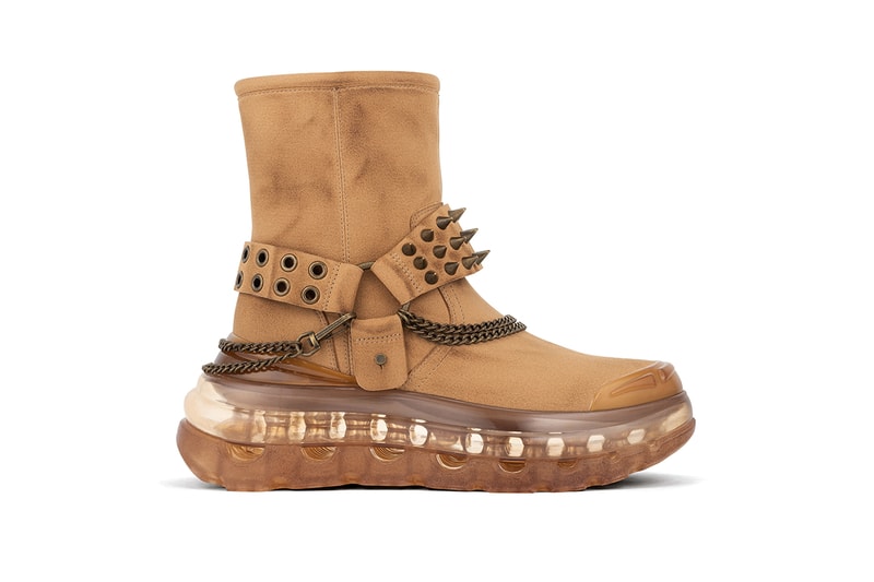 シューズ 53045からEASY RID'AIRが登場 SHOES 53045 EASY RID'AIR Boot Release Information First Look Footwear Chunky Sole Air Bubble Unit David Tourniaire-Beauciel Western Themes Americana Chains Buckles Brown Suede Eco Friendly Conscious Faux Spikes Studs