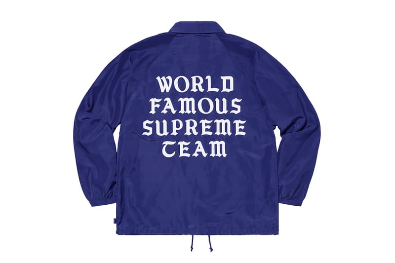 シュプリーム Supreme 2020年春夏コレクション ジャケット まず注目したいのが、2010年になくなった伝説のグラフティアーティスト<a href="https://hypebeast.com/jp/tags/rammellzee">Rammellzee</a>(ラメルジー)の作品をフィーチャーした、GORE-TEX(ゴアテックス)素材のアノラックパーカ。全面にプリントが施されているため、着るアート作品とも言える佇まいに仕上がっている。定番となっている老舗モーターサイクルレザーメーカー〈VANSON(バンソン)〉に別注したジャケットも2タイプ登場。レザーのレーシングジャケットは、グリーン/レッドのカラーリングが目を引く。素材にパンチングレザーを使用しているため、春夏らしく軽やかな着心地を提供。コーデュラ素材のジャケットはブラックカラーのボディに、カラフルなレタリングのパッチが全面に施され、ポップな印象に。過去のNBAコラボを彷彿させるMLBとチームアップした〈New Era®(ニューエラ)〉製のバーシティジャケットは、全チームのパッチが左前見頃に配されたクレイジーな仕上がりになっている。その他にも、〈Schott(ショット)〉別注のスエードジャケットや、〈Loro Piana(ロロ・ピアーナ)〉の素材を使用したスーツなど、大人らしいアイテムも展開され、ストリートだけでなく、様々なシチュエーションでの着用を想定した充実のラインアップに。