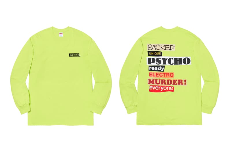 シュプリーム Supreme 2020年春夏コレクション Tシャツ 今回のコレクションの中でも最も注目すべきは、2Pac（トゥパック）のホログラムをフィーチャーした1枚であろう。既にティーザーがアップされており、期待が煽られていたが、ボックスロゴのボクサーブリーフを着用する2Pacの姿がプリントされている。また、女性写真家のPamela Hanson（パメラ・ハンソン）撮影による、1990年代を代表するスーパーモデル Naomi Campbell（ナオミ・キャンベル）のクラシックなポートレート写真と、レジェンドスケーター Mark Gonzales（マーク・ゴンザレス）のイラストを組み合わせたTシャツは、〈Supreme〉でしか実現しえない、スペシャルなプロダクトだ。その他、目を引くタイダイTシャツや、様々なフォントの単語がコラージュされたロングスリーブTシャツなど、同ブランドらしいセンス溢れるプリントが施されたアイテムが展開される。