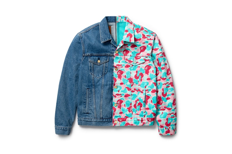 BAPE®️ x Levi’s® が2020年春夏シーズンに向けた最新コラボコレクションを発表 BAPE Miami & Levi's Spring/Summer 2020 Collaboration Collection Type III Split Trucker Jacket Indigo Camouflage Blue Pink Indigo Denim Cotton T-shirt 