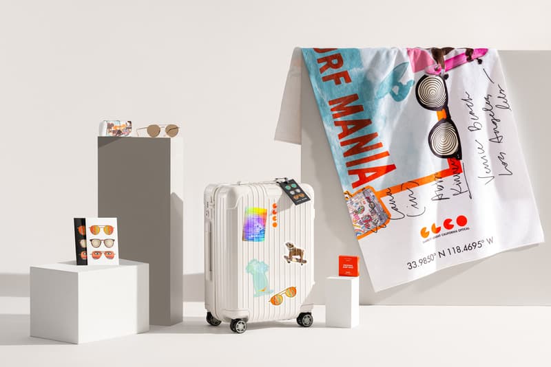 リモワ ギャレット・レイト・カリフォルニア・オプティカル GLCO RIMOWA × Garrett Leight California Optical よりカリフォルニアのカルチャーに敬意を表したカプセルコレクションが発売 GLCO x RIMOWA Capsule Collection Release Suitcase Luggage Tag Sticker Set Sunglasses Surf Wax Towels California Coast Venice Beach Surf Culture Psychedelic Art