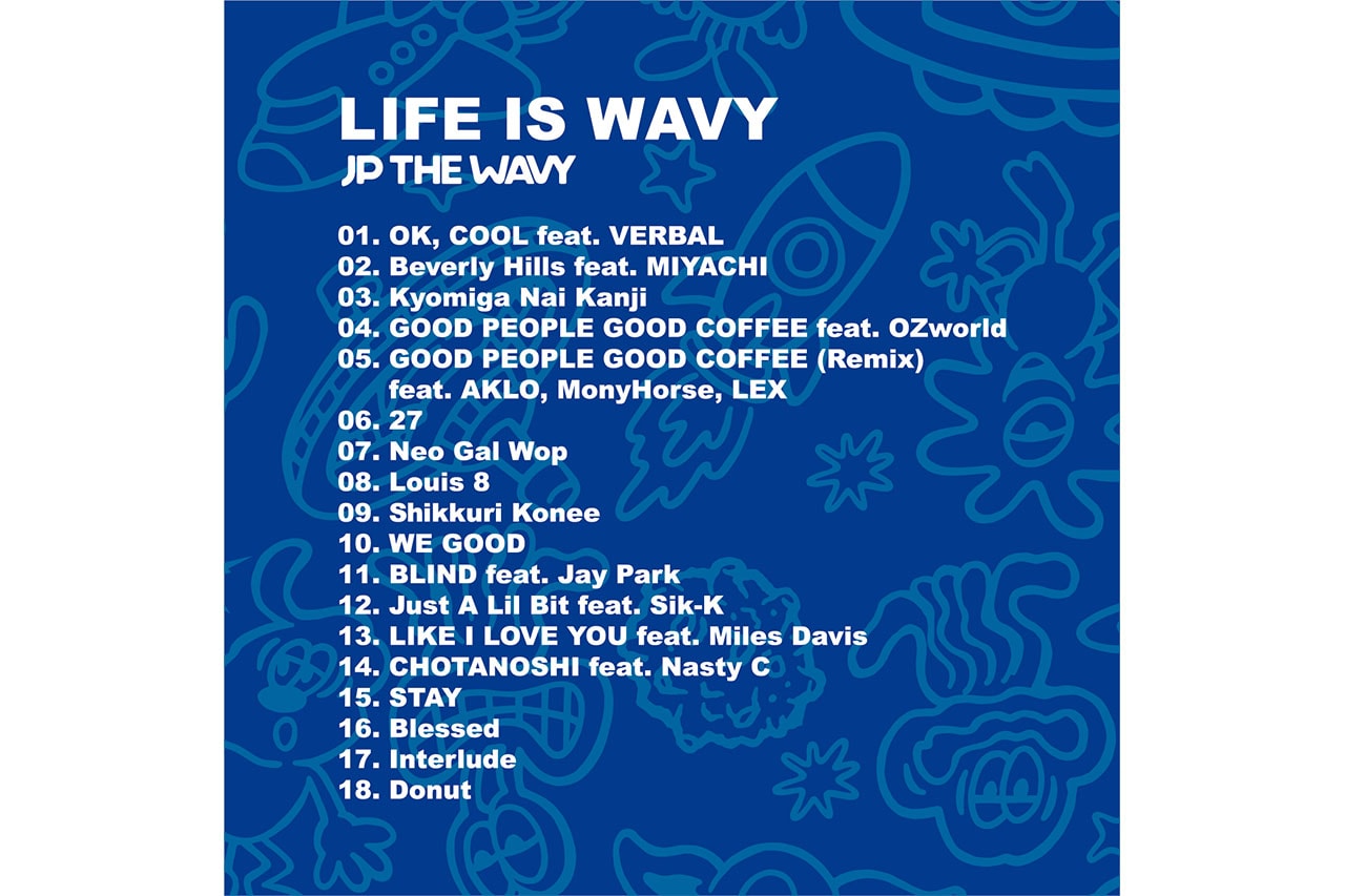 ヴェルディの手がけたジェイピーザウェイビー 1stアルバム VERDY の手がけた JP THE WAVY ファーストアルバム『LIFE IS WAVY』のアートワークが公開