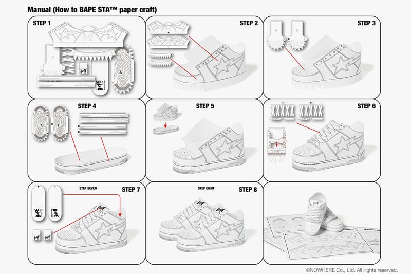 べイプ ベイプスタ BAPE®️ から定番スニーカー BAPE STA™ のペーパークラフト用の図面が無料ダウンロード可能に