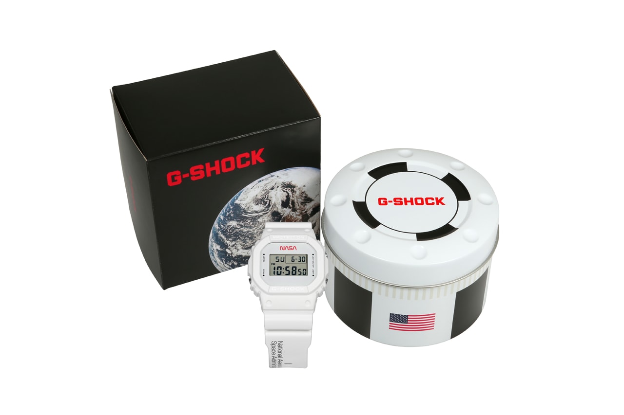 ジーショック ナサ G-SHOCK から NASA をテーマにした新作ウォッチ DW-5600 が登場 G-Shock NASA DW5600NASA20-7CR casio watch timepiece collaboration astronaut american flag set National Aeronautics and Space Administration all systems go