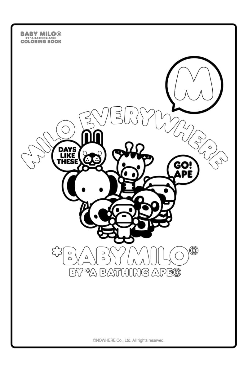 BAPE® ア・ベイジング・エープ の人気キャラクター“BABY MILO®”の塗り絵が登場