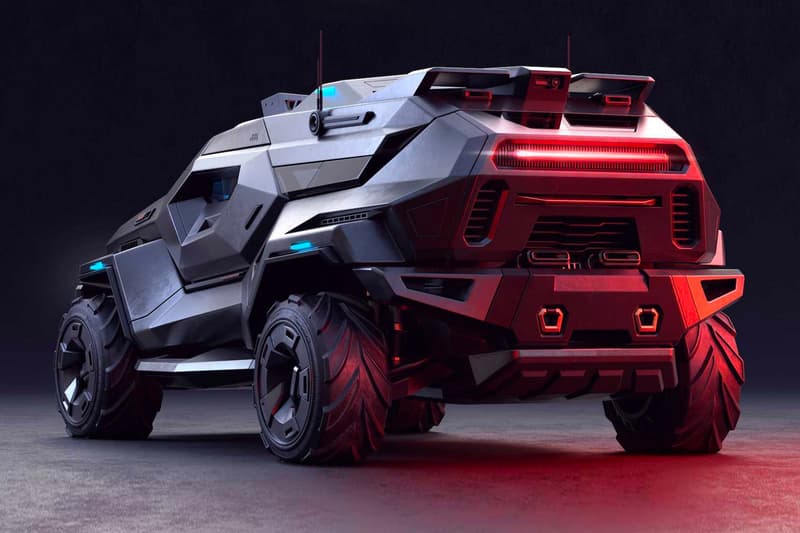 サイバー感の漂う近未来的な装甲SUVのビジュアルが公開 ARMORTRUCK bulgarian concept artist Milen Ivanov survival vehicle steel titanium Kevlar carbon fiber bulletproof wheels